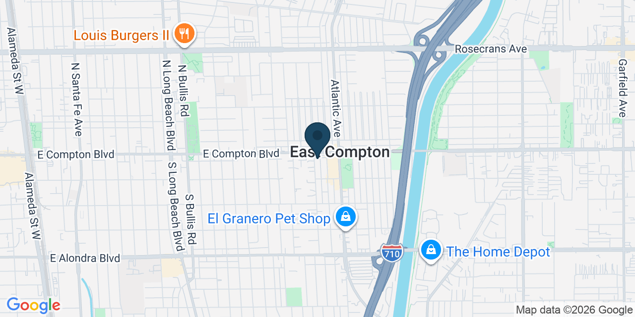 Map showing Compton, Los Angeles County, CA