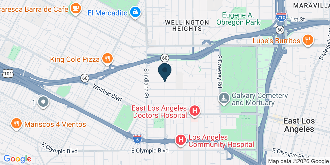 Map showing East Los Angeles, Los Angeles County, CA