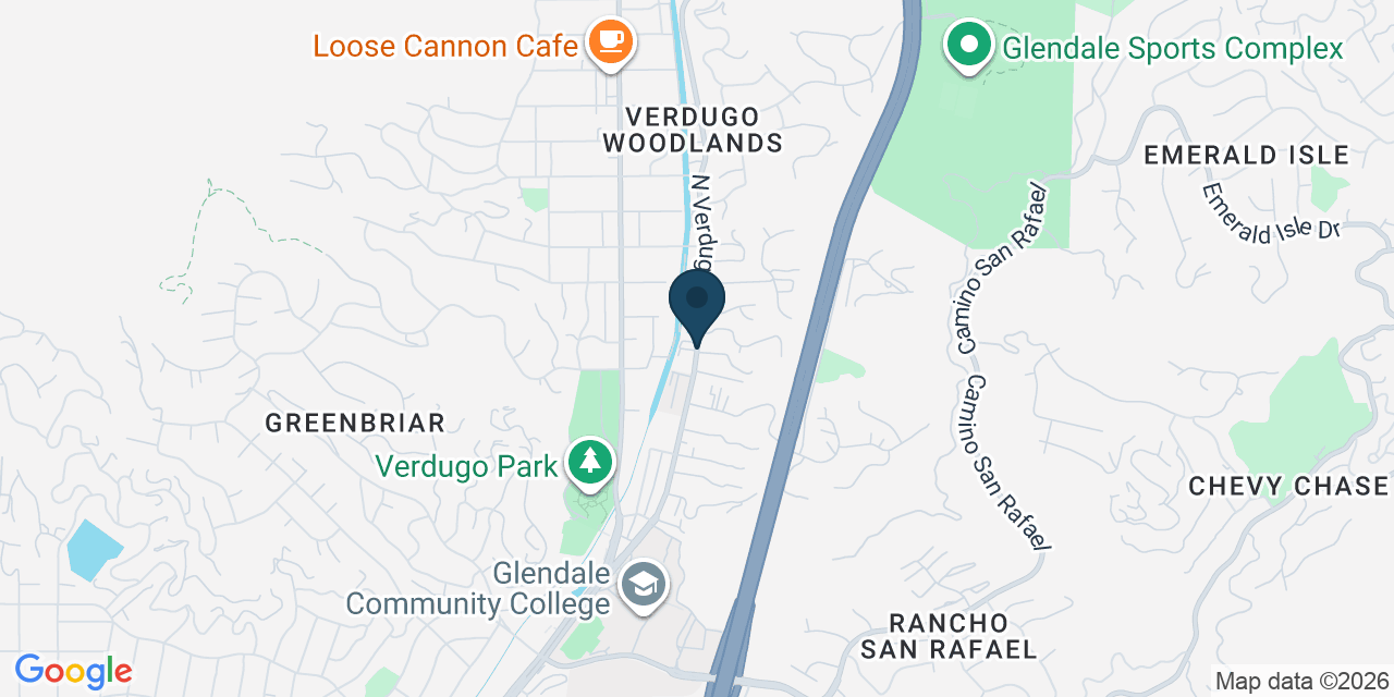 Map showing Glendale, Los Angeles County, CA