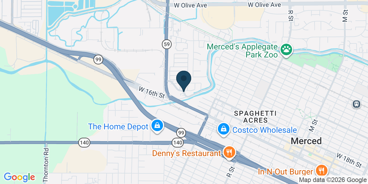 Map showing Merced, Merced County, CA