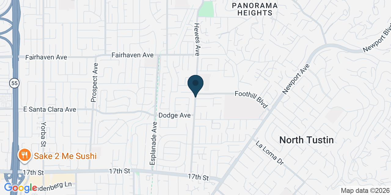 Map showing Orange County, CA