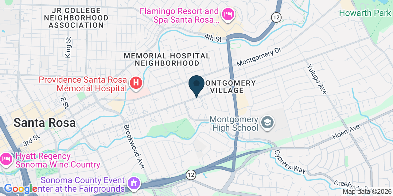 Map showing Santa Rosa, Sonoma County, CA