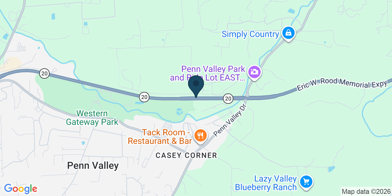 Map showing Nevada County, CA