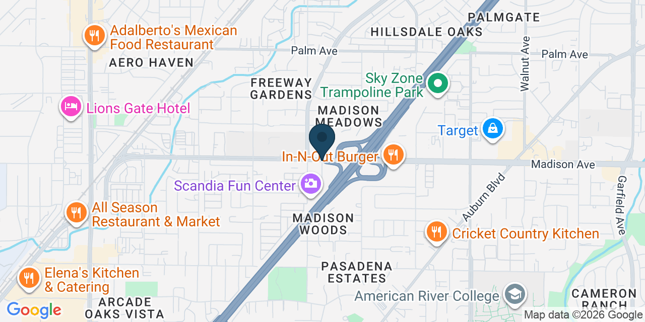 Map showing North Highlands, Sacramento County, CA