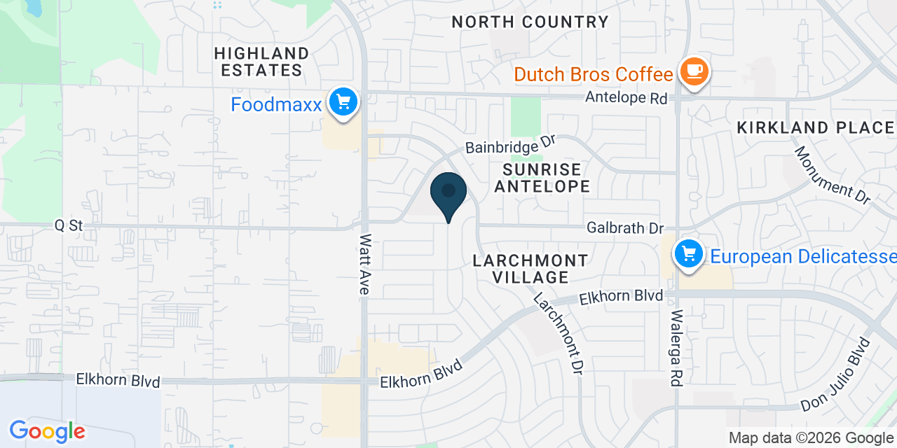 Map showing North Highlands, Sacramento County, CA