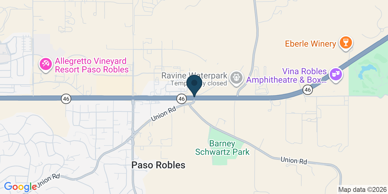 Map showing Paso Robles, San Luis Obispo County, CA