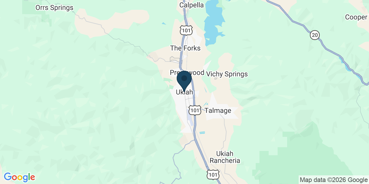 Map showing Ukiah, Mendocino County, CA