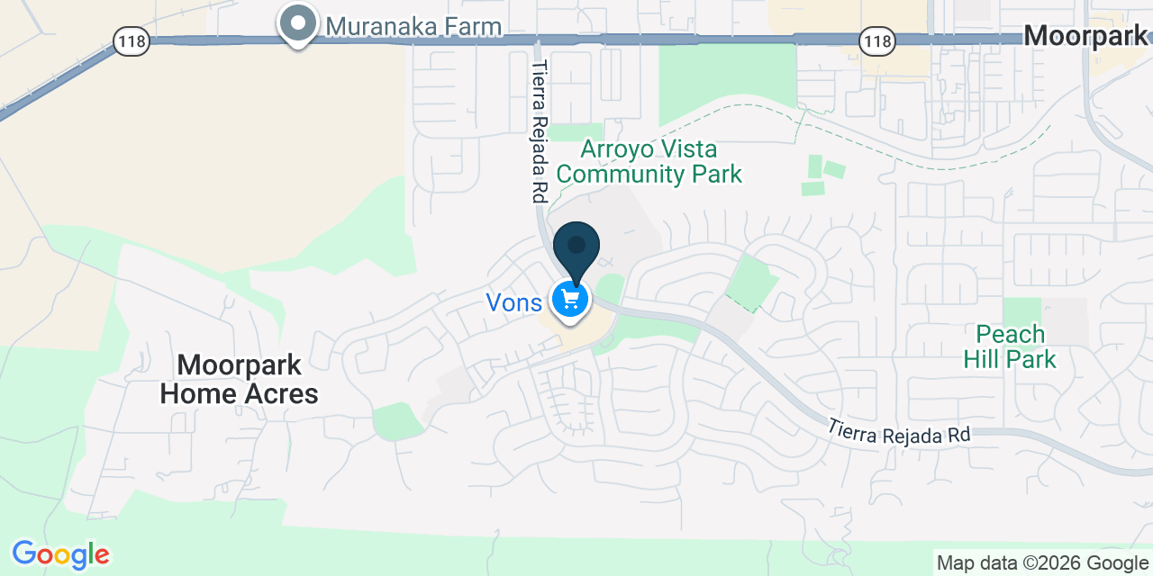 Map showing Moorpark, Ventura County, CA