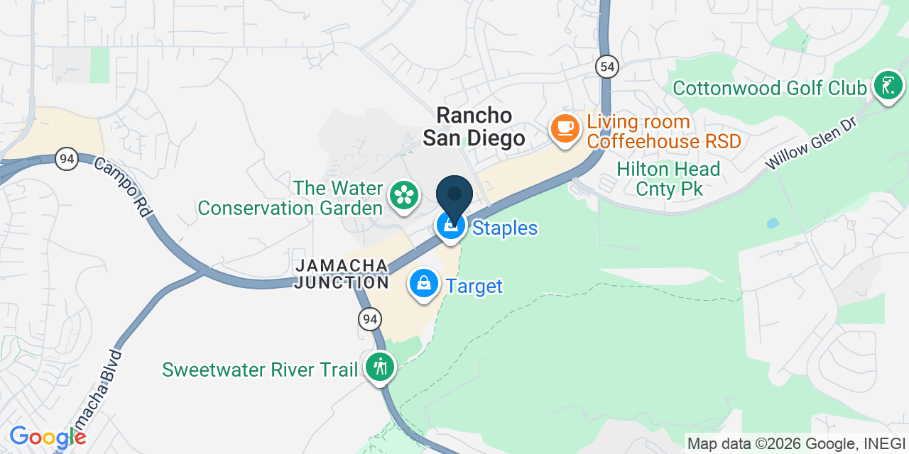 Map showing Rancho San Diego, San Diego County, CA