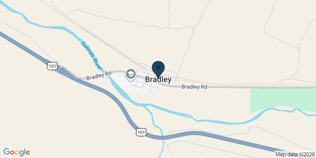 Map showing Bradley, Monterey County, CA