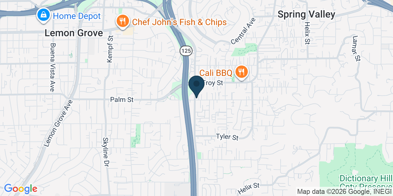 Map showing Spring Valley, San Diego County, CA