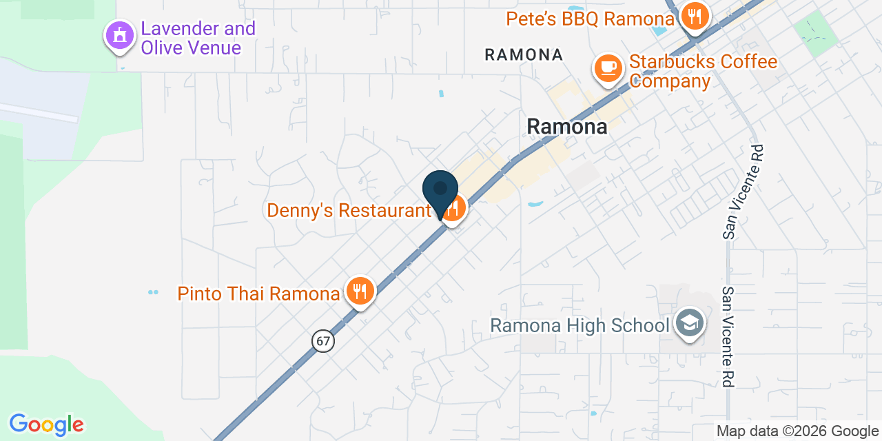 Map showing Ramona, San Diego County, CA