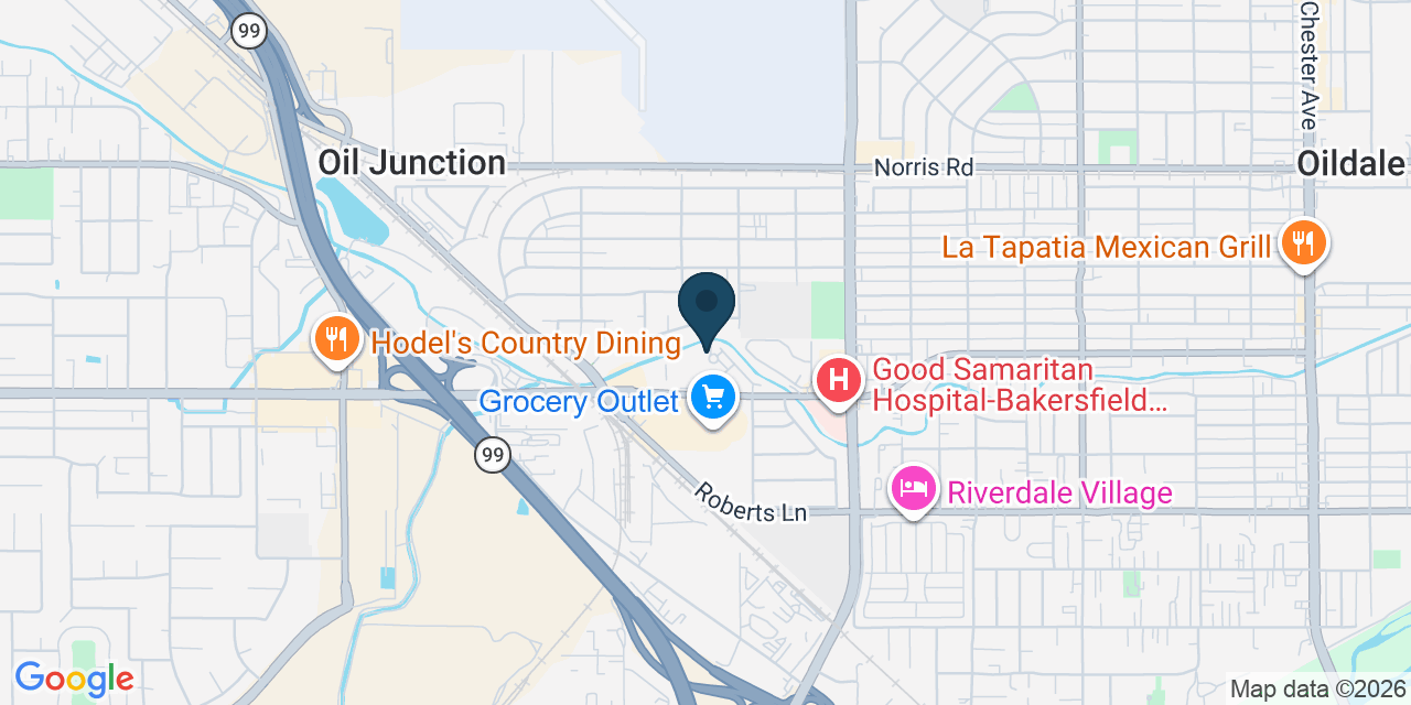 Map showing Bakersfield, Kern County, CA