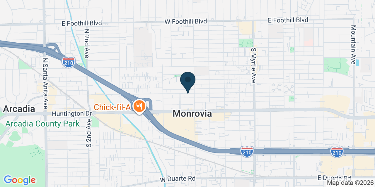 Map showing Monrovia, Los Angeles County, CA