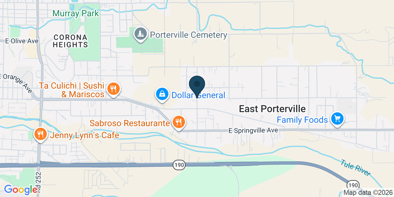 Map showing East Porterville, Tulare County, CA