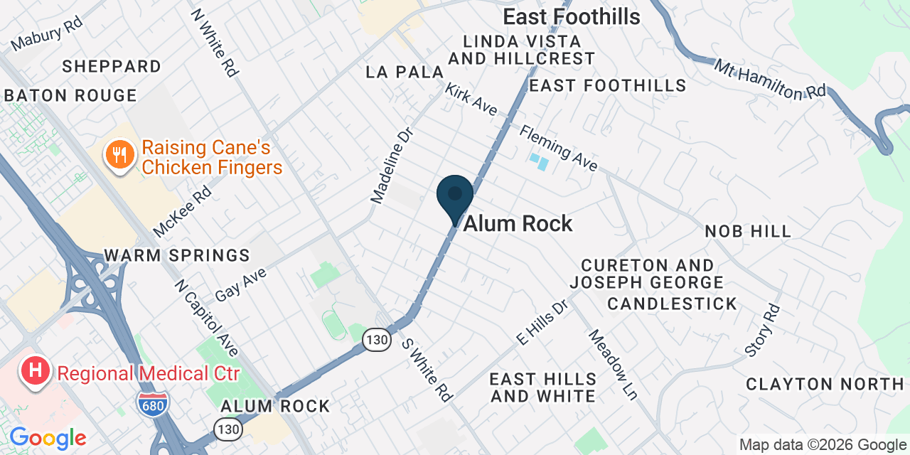Map showing Alum Rock, Santa Clara County, CA