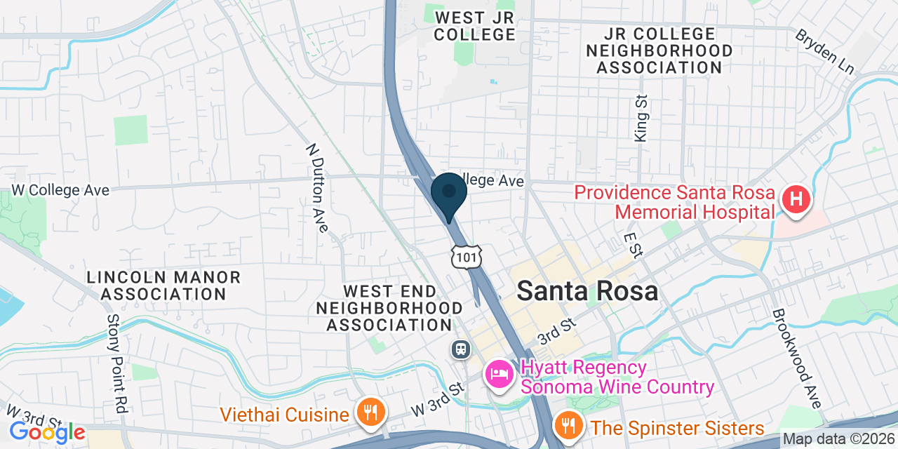 Map showing Santa Rosa, Sonoma County, CA