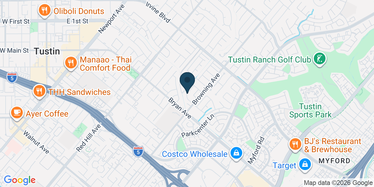 Map showing Tustin, Orange County, CA
