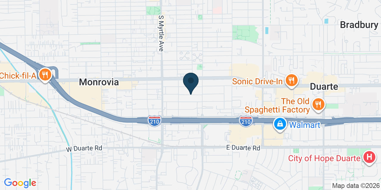 Map showing Monrovia, Los Angeles County, CA