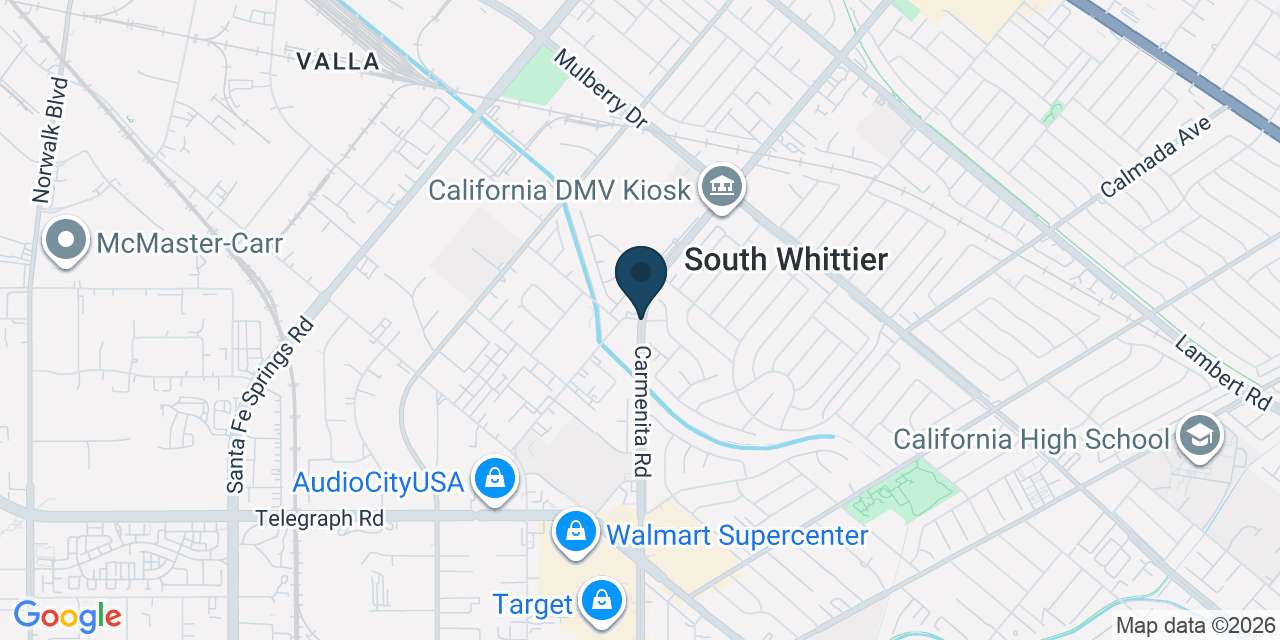 Map showing South Whittier, Los Angeles County, CA
