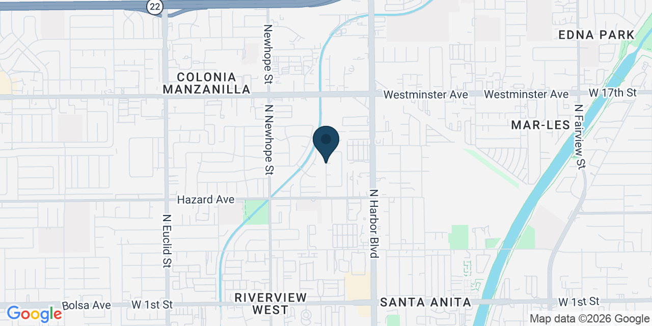 Map showing Santa Ana, Orange County, CA
