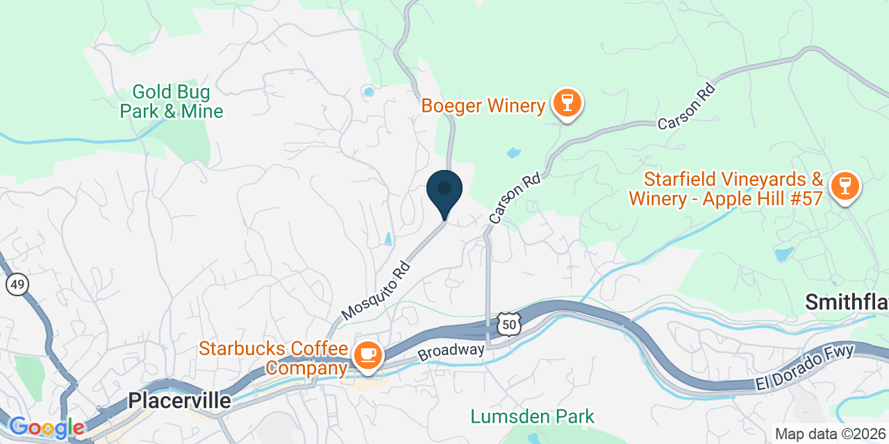 Map showing El Dorado County, CA