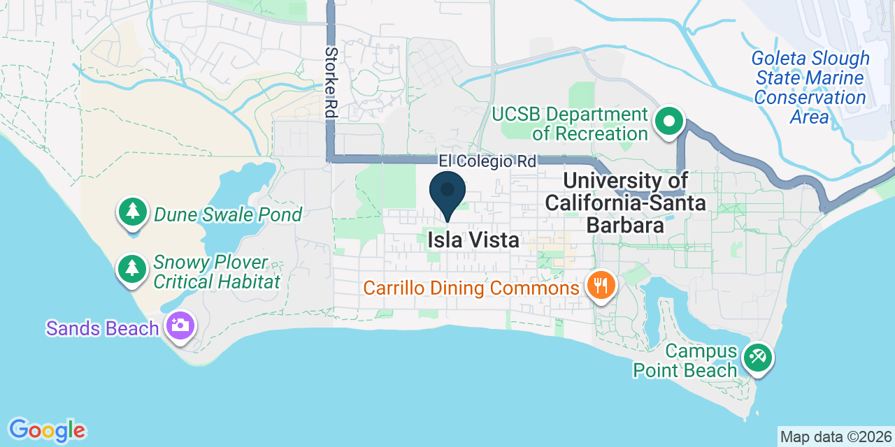Map showing Isla Vista, Santa Barbara County, CA