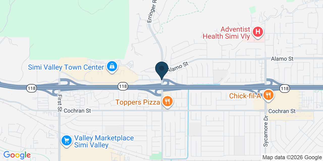 Map showing Simi Valley, Ventura County, CA