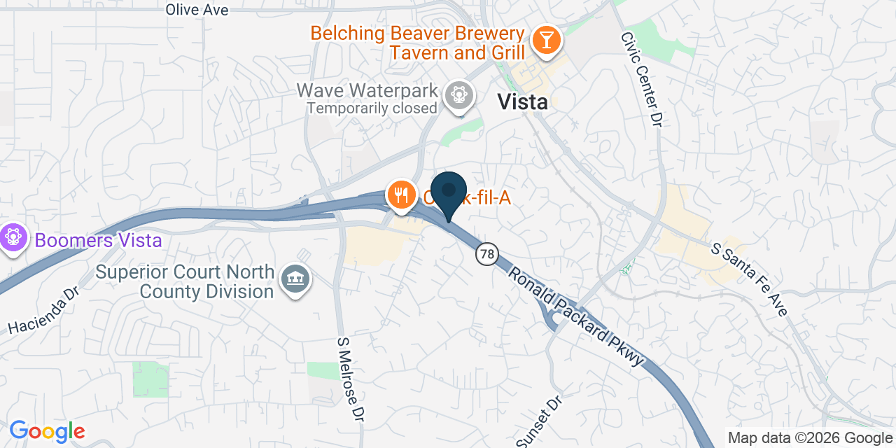 Map showing Vista, San Diego County, CA