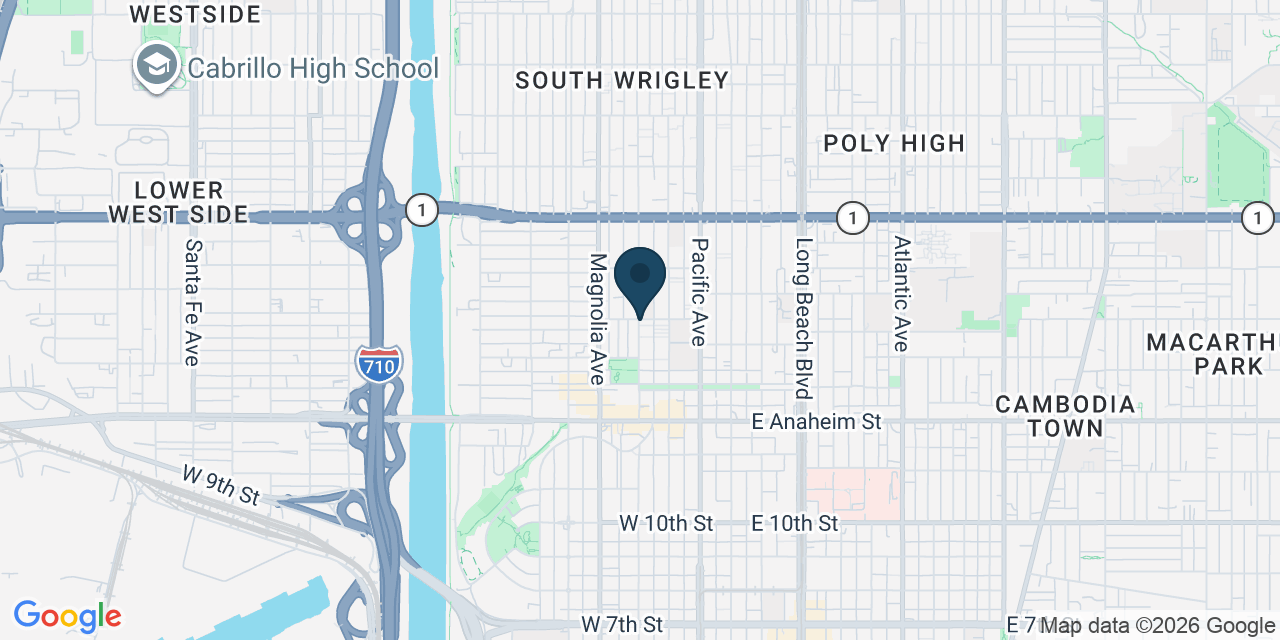 Map showing Long Beach, Los Angeles County, CA