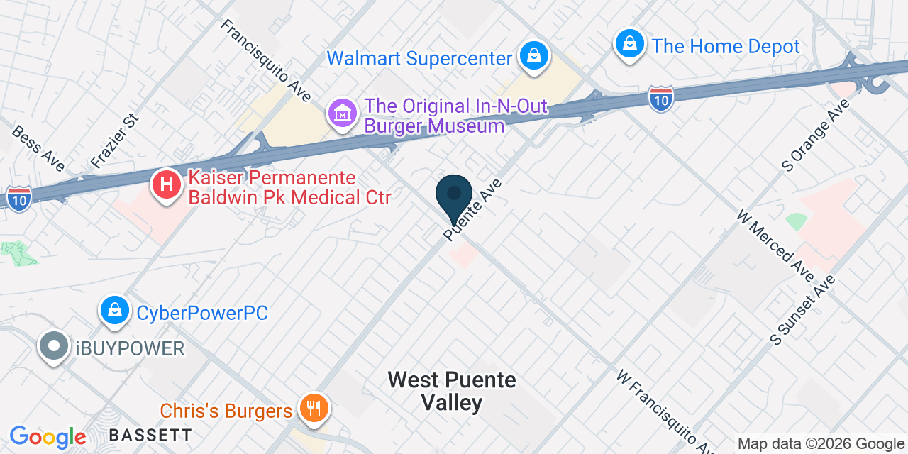 Map showing Baldwin Park, Los Angeles County, CA