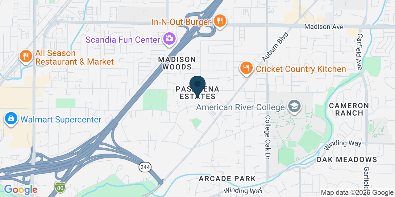 Map showing North Highlands, Sacramento County, CA