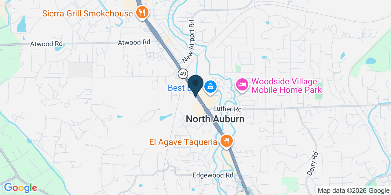 Map showing North Auburn, Placer County, CA
