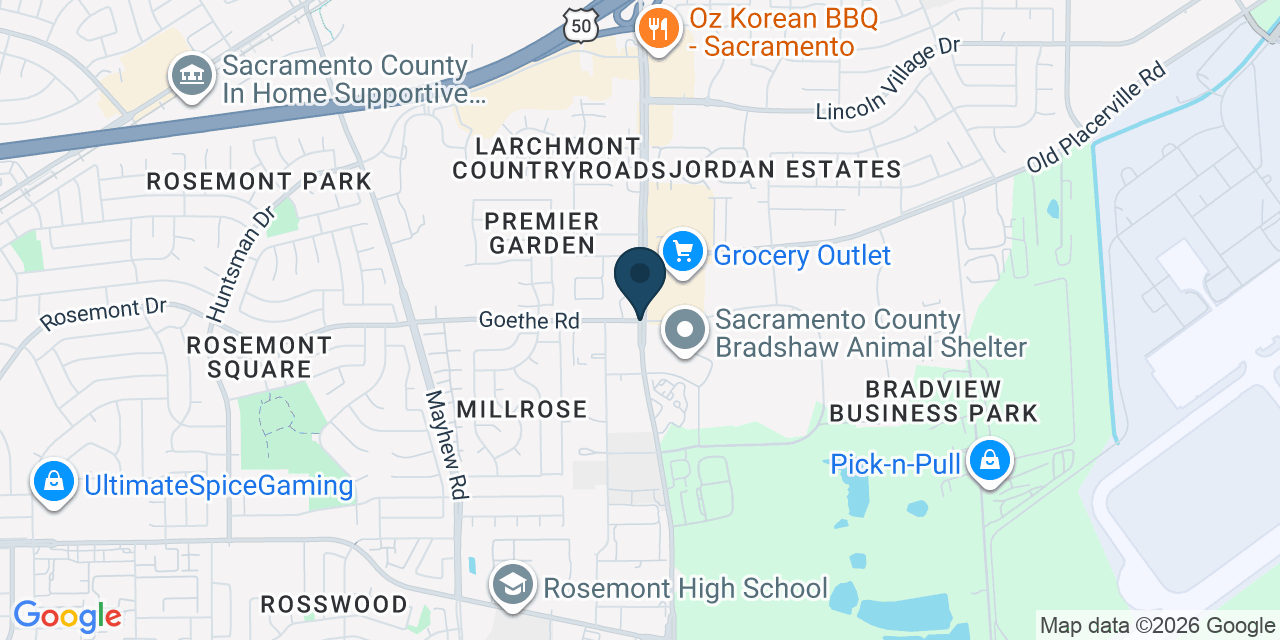 Map showing Rosemont, Sacramento County, CA