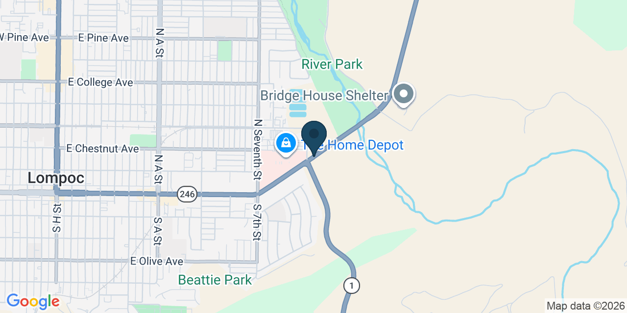 Map showing Lompoc, Santa Barbara County, CA