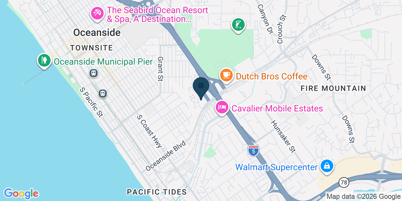 Map showing Oceanside, San Diego County, CA