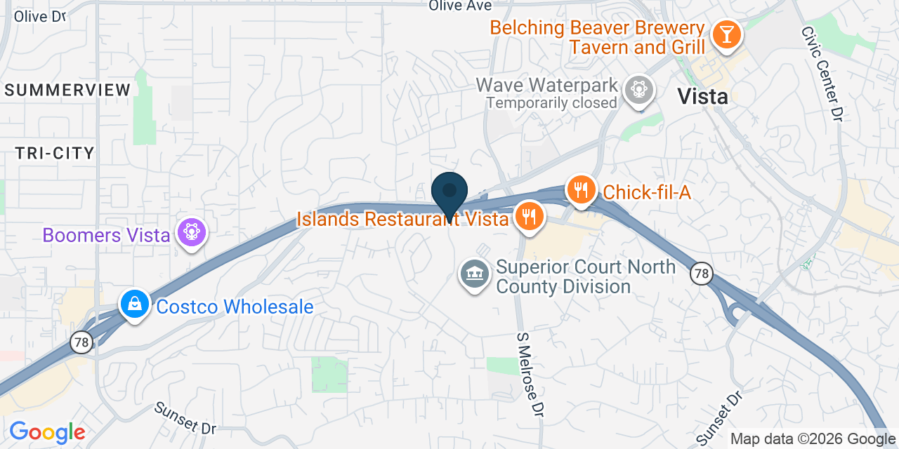 Map showing Vista, San Diego County, CA