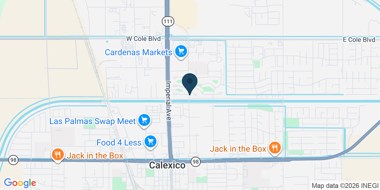 Map showing Calexico, Imperial County, CA