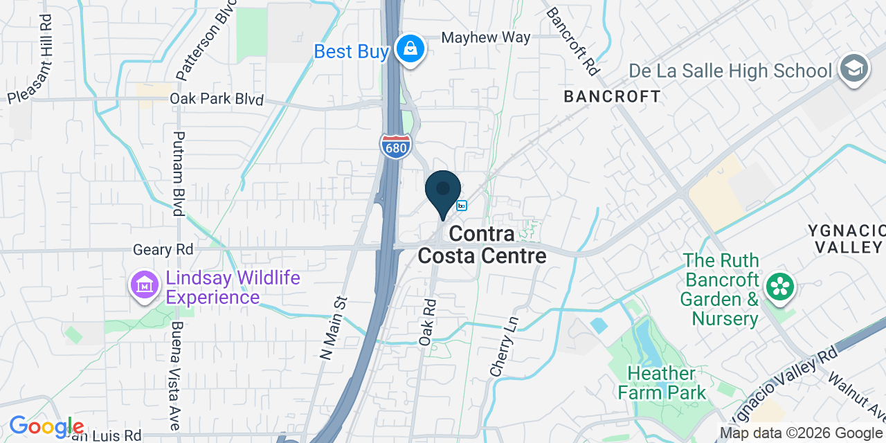 Map showing Contra Costa Centre, Contra Costa County, CA