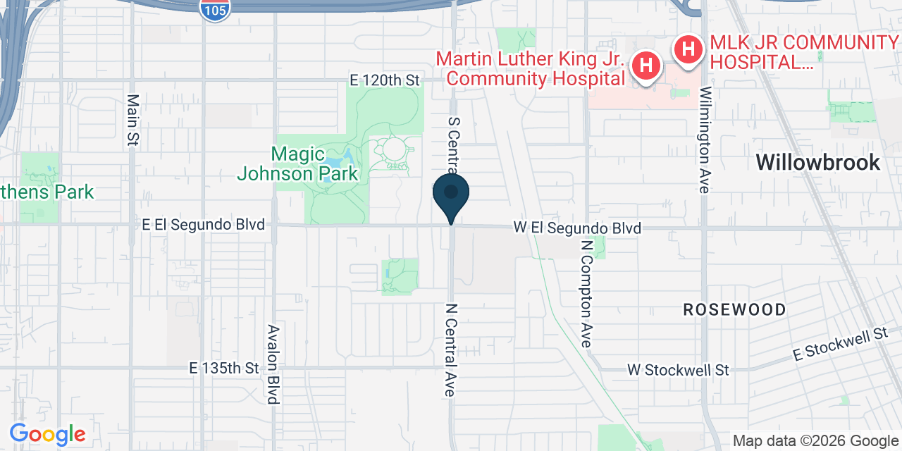 Map showing West Rancho Dominguez, Los Angeles County, CA