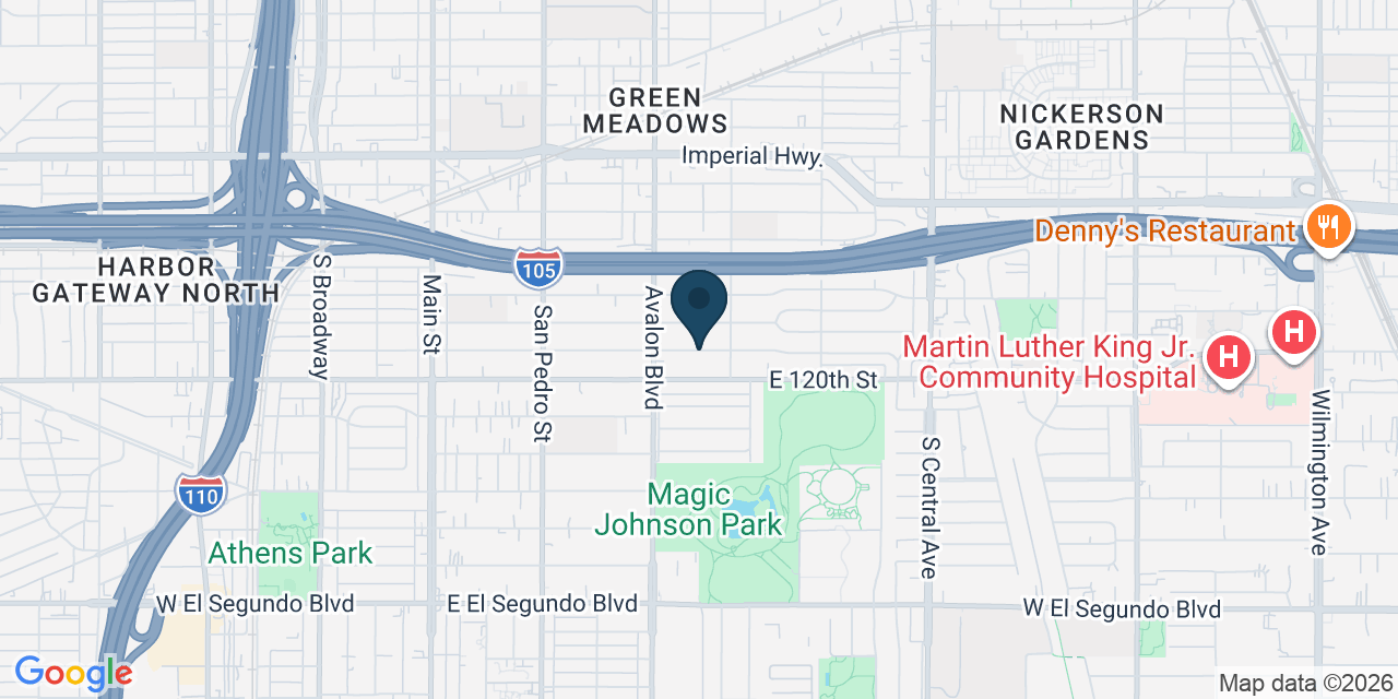 Map showing South Los Angeles, Los Angeles County, CA