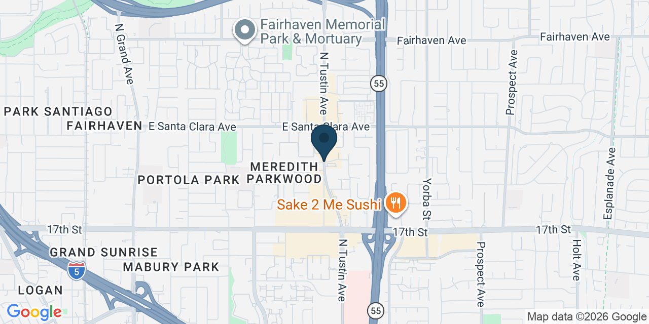 Map showing Santa Ana, Orange County, CA