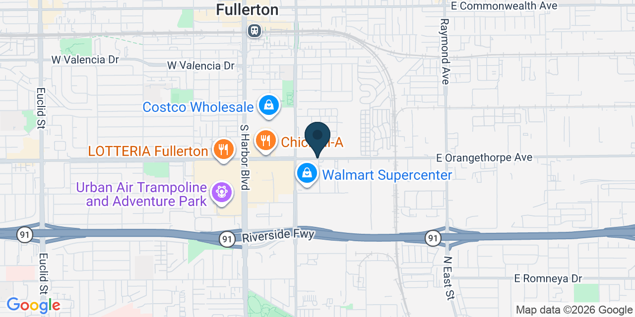 Map showing Orange County, CA