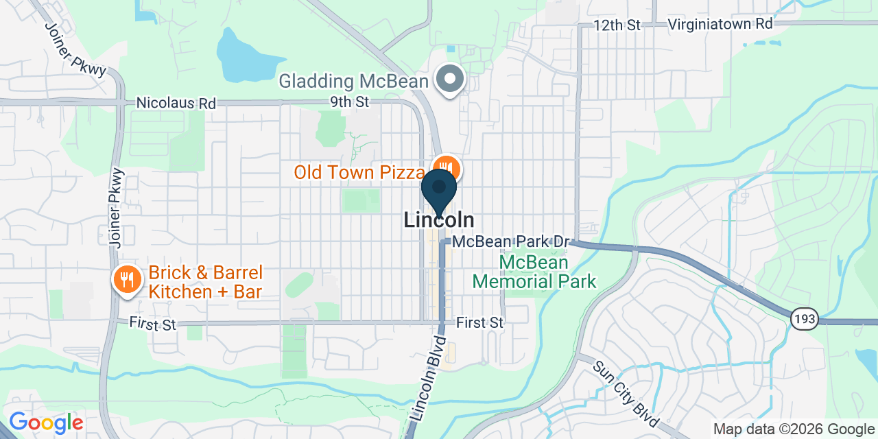 Map showing Lincoln, Placer County, CA
