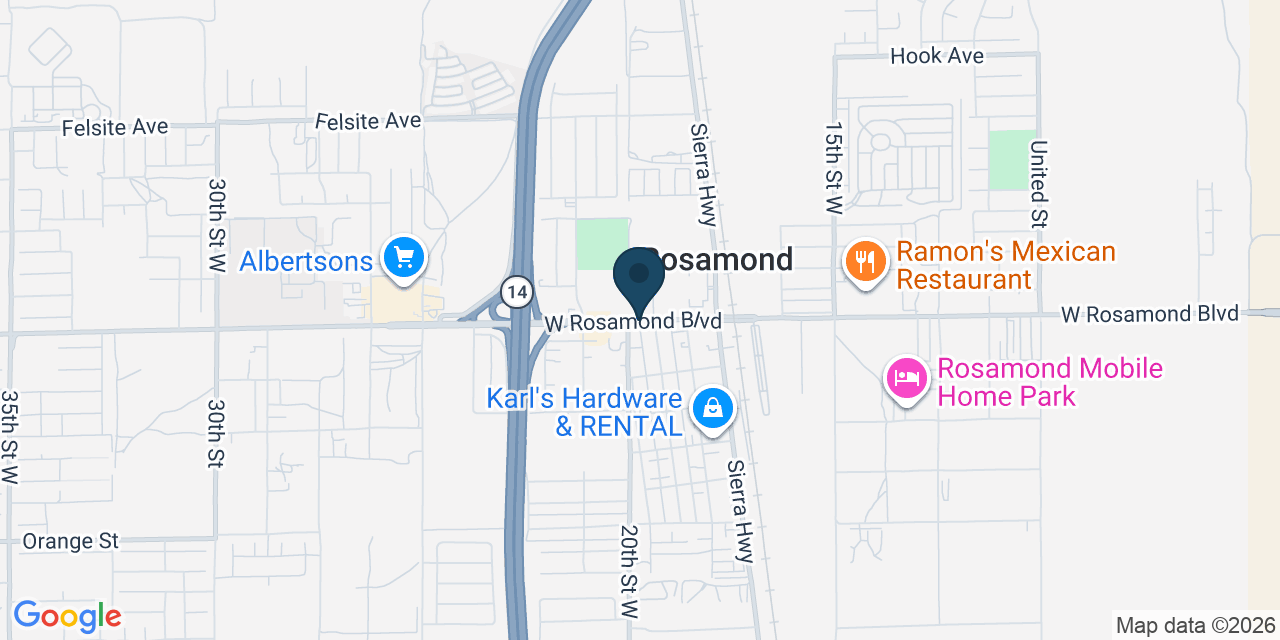 Map showing Rosamond, Kern County, CA