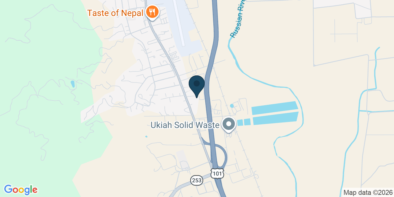 Map showing Ukiah, Mendocino County, CA