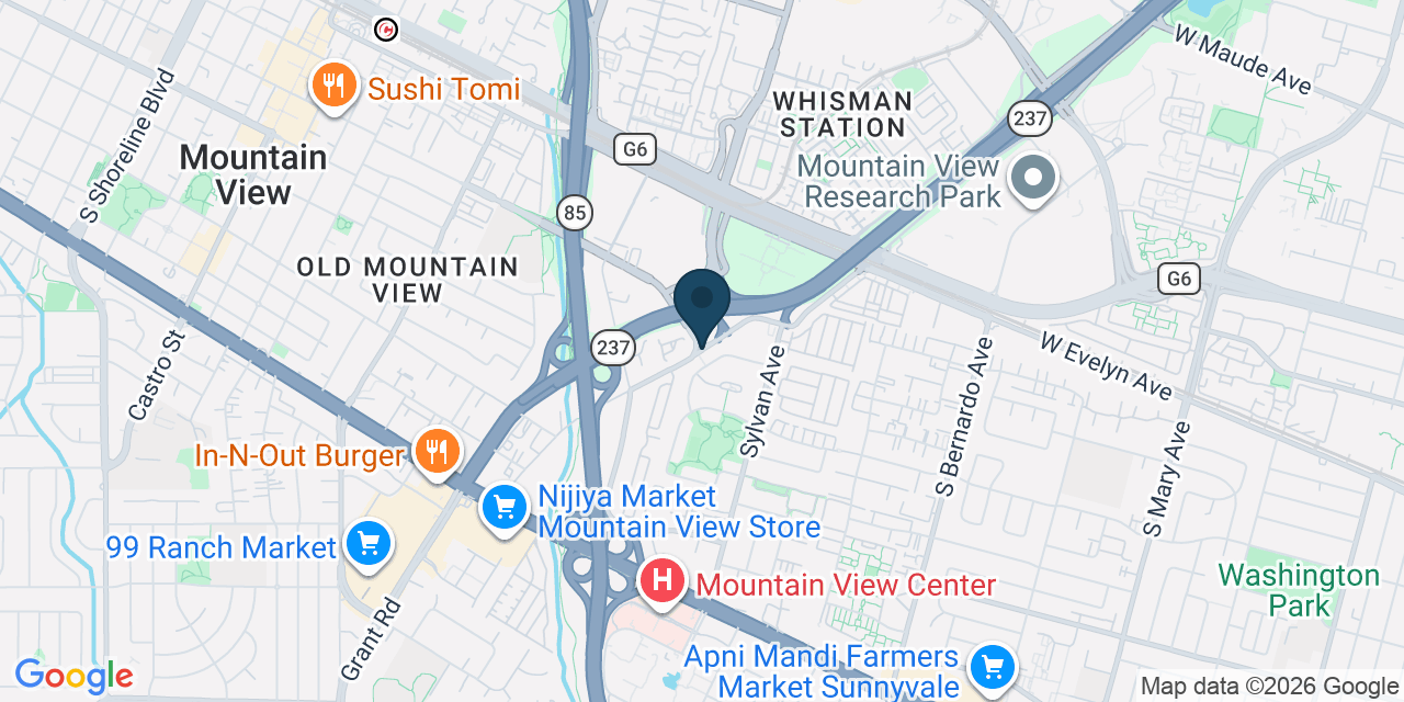 Map showing Mountain View, Santa Clara County, CA