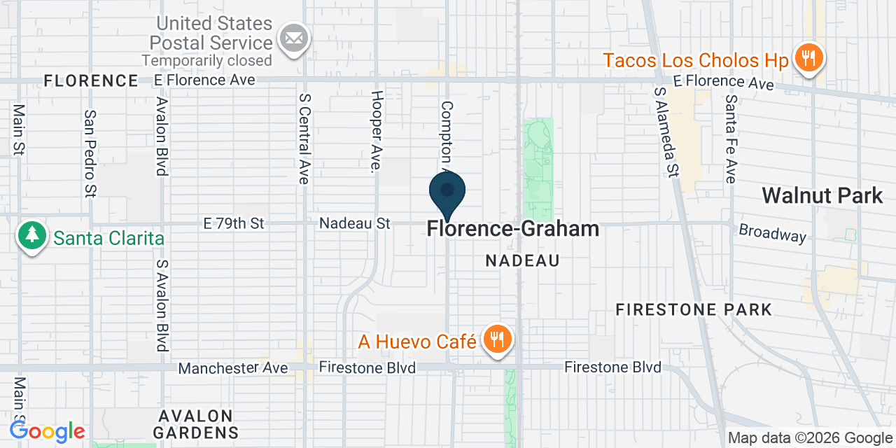 Map showing Florence-Graham, Los Angeles County, CA