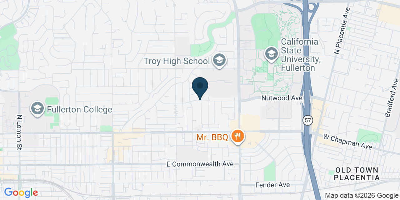 Map showing Fullerton, Orange County, CA
