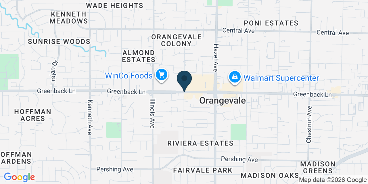 Map showing Orangevale, Sacramento County, CA